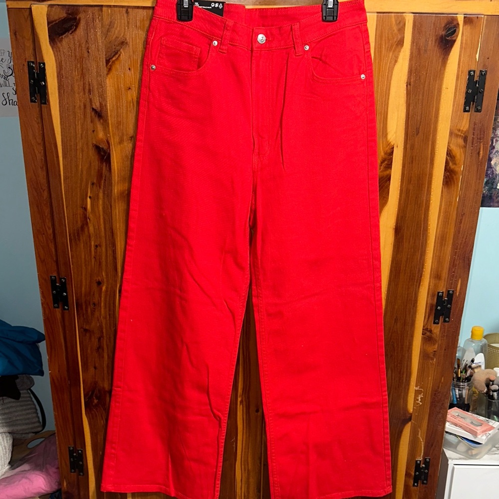 Divided H&M Red Wide Leg Jeans